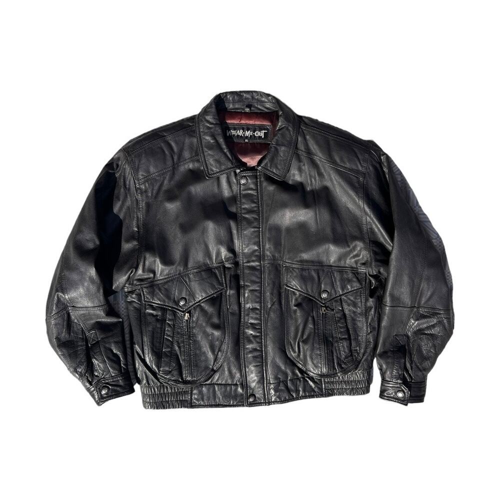 Vintage U2 Wear Me Out 80s 90s Brown Leather Bomber Jacket